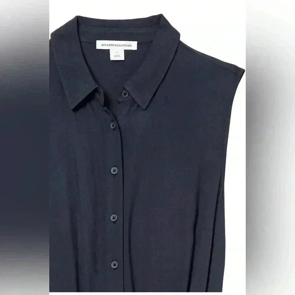 Amazon Essentials Women's Sleeveless Woven Shirt Dress- Navy - Picture 5 of 5